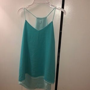 Turquoise tank top.